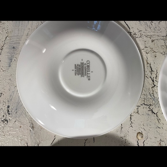 4 Corelle White Swirl Enhancements Saucers - Picture 3 of 7